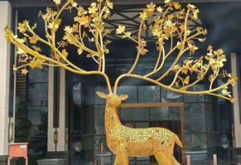 公共梅花鹿雕塑訂做，城市裝飾，庭院鏤空梅花鹿雕塑展品