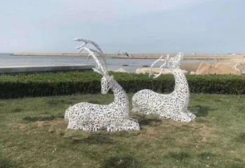 編織小鹿雕塑通用，街道標(biāo)識(shí)，仿真鏤空小鹿雕塑承接