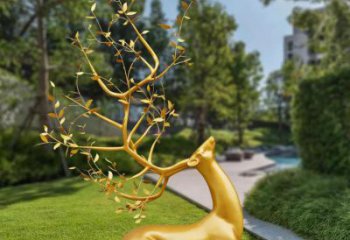 金屬梅花鹿雕塑制造，公園雕塑，仿真梅花鹿雕塑展品