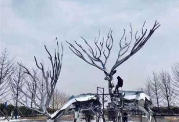 梅花鹿雕塑通用，陸地?cái)[件，鏡面工藝梅花鹿雕塑點(diǎn)擊