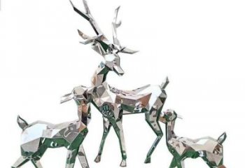 幾何小鹿雕塑制造商，動(dòng)物擺件，切面小鹿雕塑定制