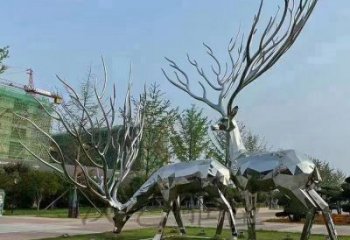 景觀小鹿雕塑選用，美陳雕塑，抽象切面小鹿雕塑標(biāo)準(zhǔn)