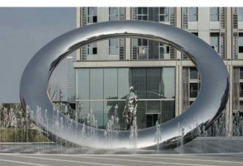 小區(qū)圓環(huán)雕塑，水簾噴泉雕塑，水景藝術效果
