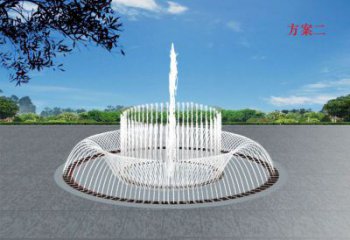 選用噴泉雕塑，燈光數(shù)控效果，戶外水景雕塑