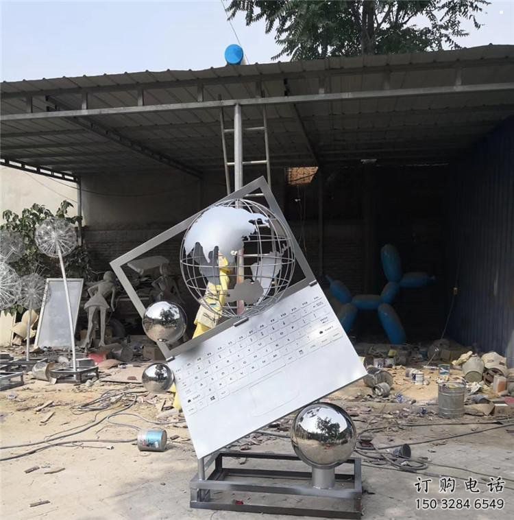 地球儀雕塑通用，街景小品，筆記本地球儀雕塑制造