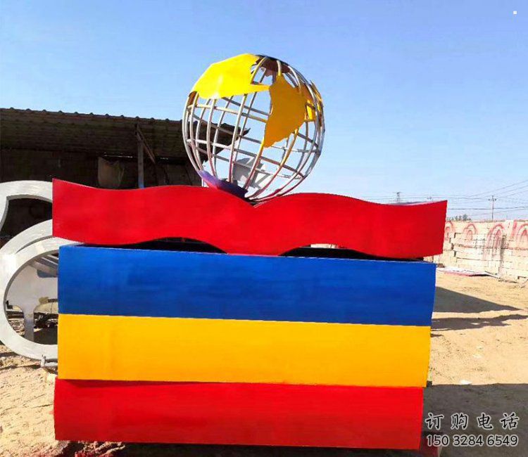 地球儀雕塑定制，中式工藝，烤漆書籍地球儀雕塑優價