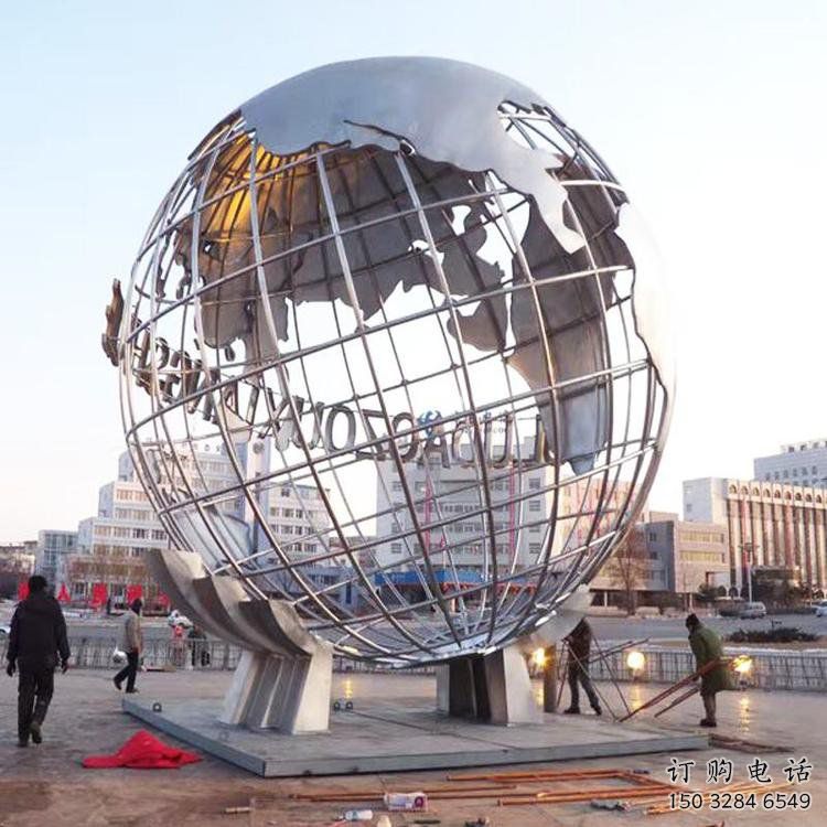 地球儀雕塑觀賞型，公園小品，鏡面地球儀雕塑常用