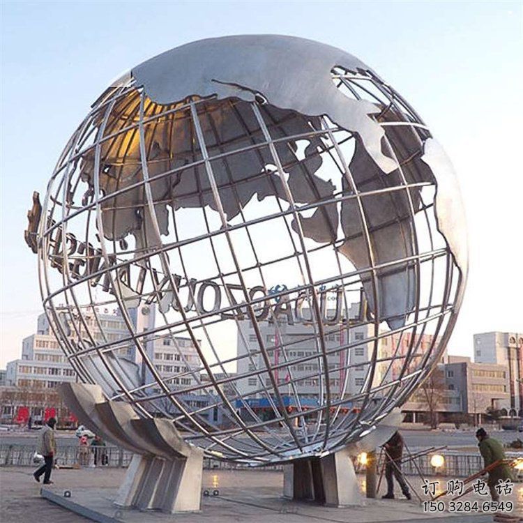 地球儀雕塑提供，美陳雕塑，鏡面地球儀雕塑制作廠家