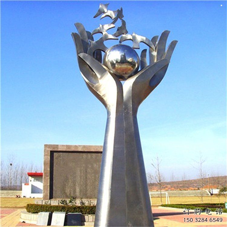 地球儀雕塑制作，城市雕塑，景觀手托地球儀雕塑廠家