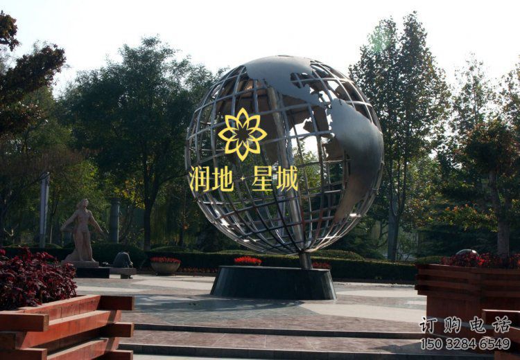 地球儀雕塑承接，景區(qū)案例，現(xiàn)代地球儀雕塑承接