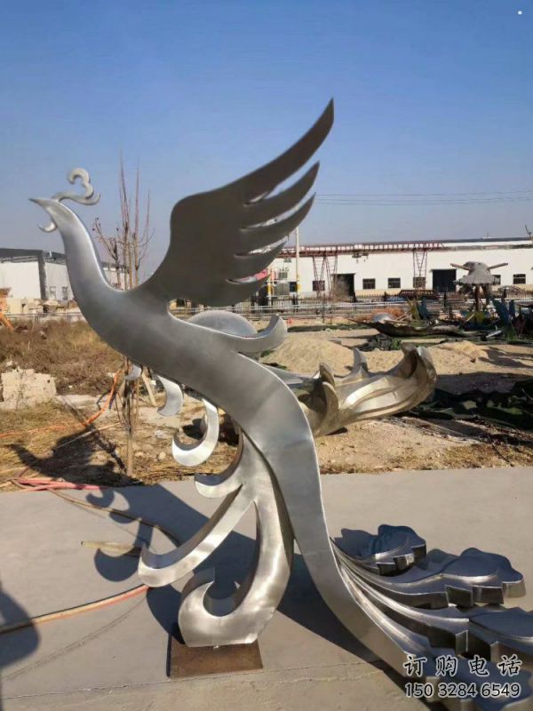 鳳凰雕塑精選，街頭藝術，公園不銹鋼鳳凰雕塑廠家
