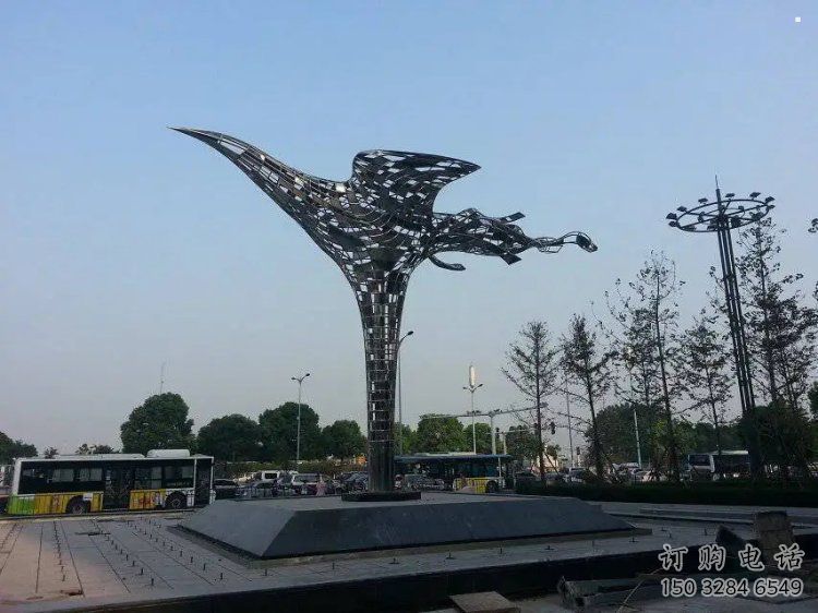 景觀鳳凰雕塑訂做，街景小品，戶外抽象鳳凰雕塑制作廠家