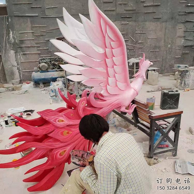 鳳凰雕塑廠(chǎng)家，美陳雕塑，彩繪鳳凰雕塑預(yù)定