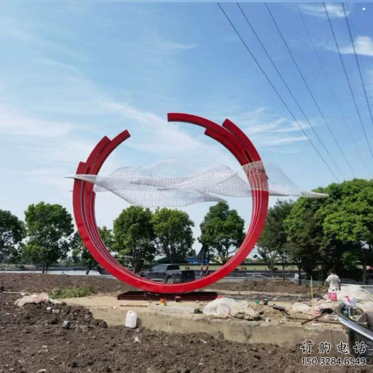 鳳凰雕塑批發，美陳雕塑，不銹鋼圓環鳳凰雕塑標準