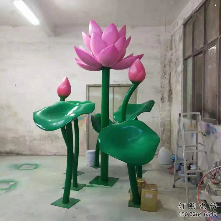 荷花雕塑觀賞型，露天雕塑，不銹鋼荷花雕塑訂做