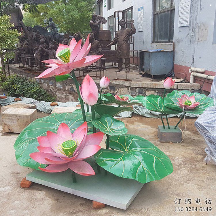 園林荷花雕塑標準，彩鋼制作，景觀荷花雕塑優價