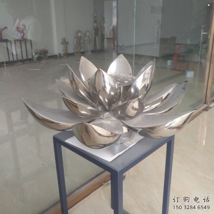 荷花雕塑觀賞型，公園小品，鏡面荷花雕塑廠家常用