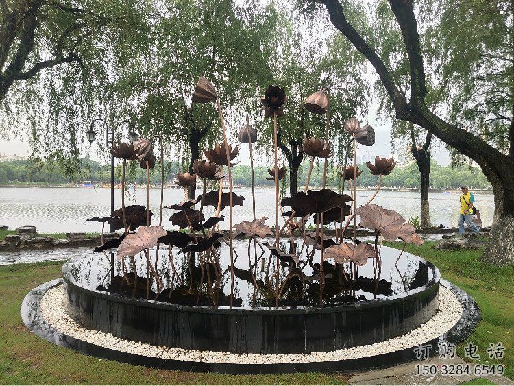 制造荷花雕塑廠(chǎng)家，地標(biāo)擺件，銅荷花雕塑訂做