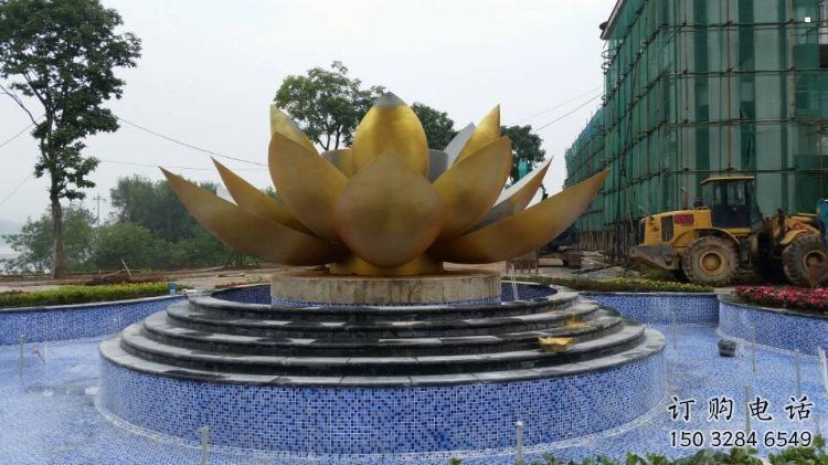 金蓮花景觀雕塑精品，小區雕塑，不銹鋼金蓮花雕塑提供