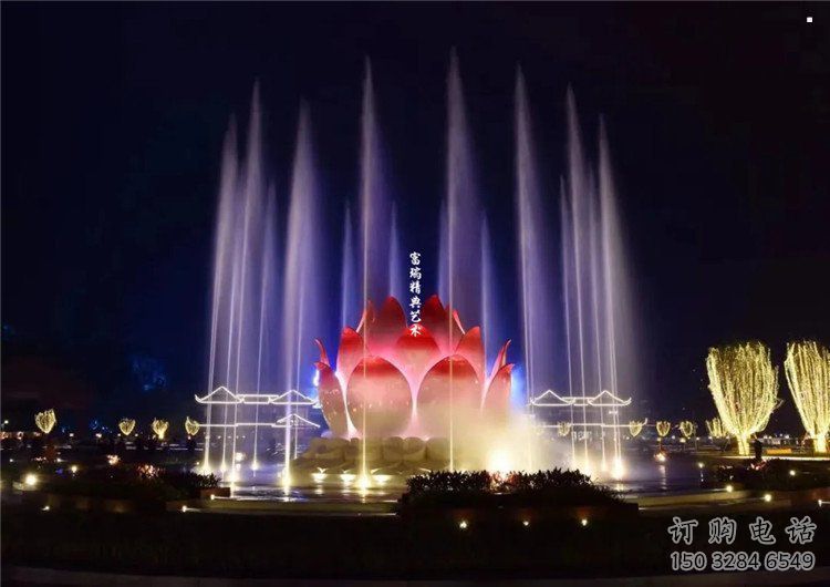 蓮花雕塑廠家，彩鋼制作，大型蓮花噴泉雕塑定做