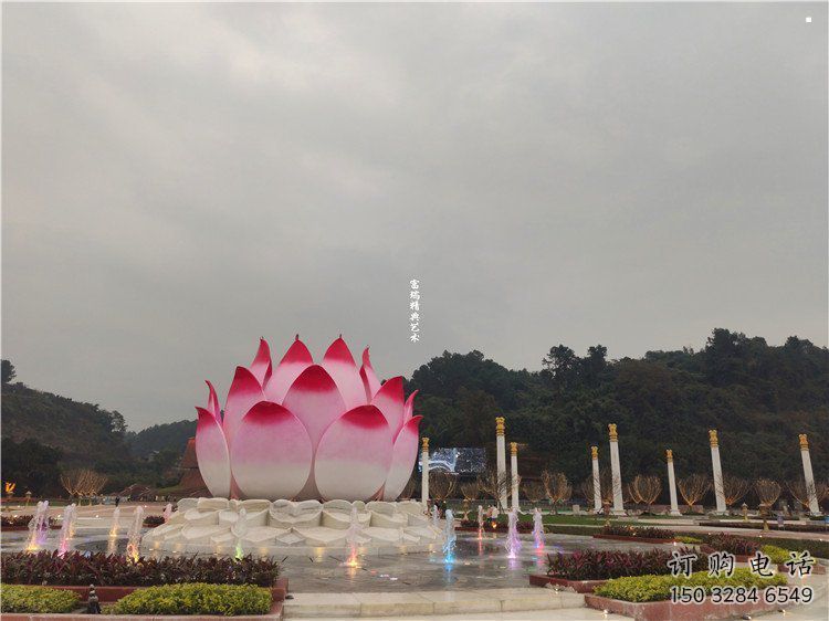 藝術蓮花雕塑廠家，小區擺件，蓮花噴泉雕塑服務商