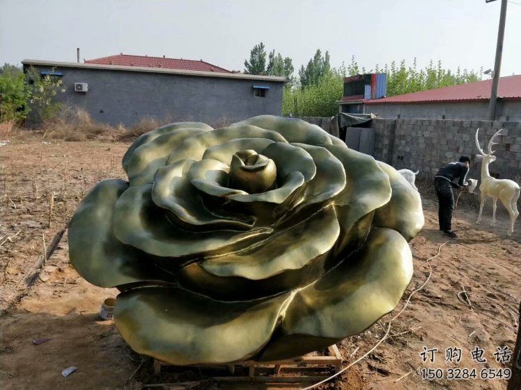 玫瑰花雕塑標準，中式工藝，玻璃鋼玫瑰花雕塑精選