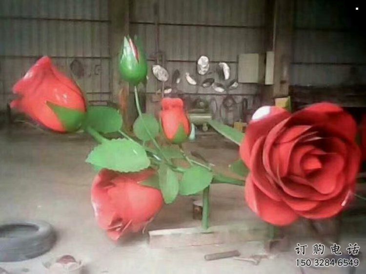 月季雕塑承接，鋼管組合，室外月季花朵雕塑廠家