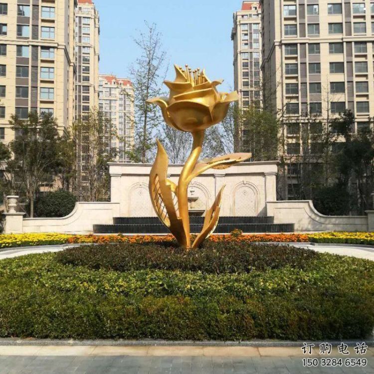 月季花雕塑訂做，彩鋼制作，不銹鋼月季花雕塑優選