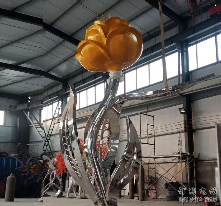 月季花雕塑公司，街頭藝術(shù)，景觀不銹鋼月季花雕塑精選