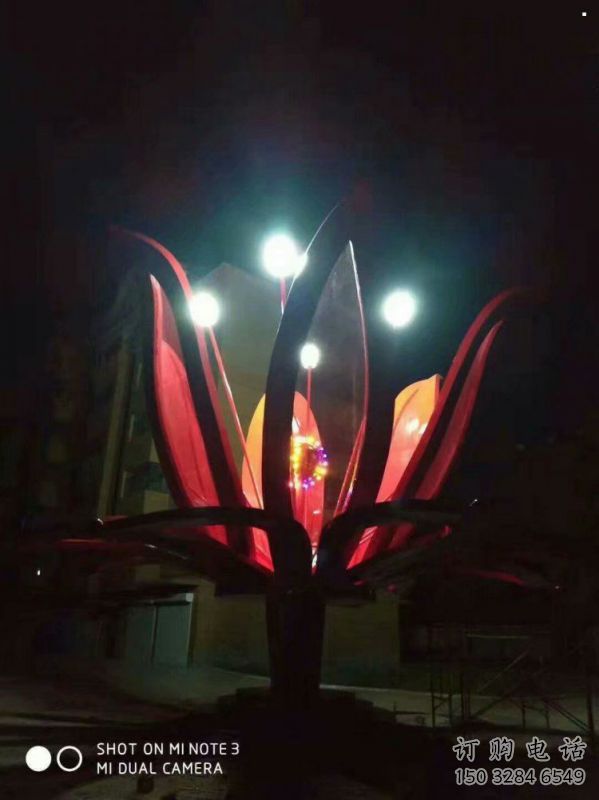 燈光花朵景觀雕塑通用，城市雕塑，彩色燈光茶花雕塑指用
