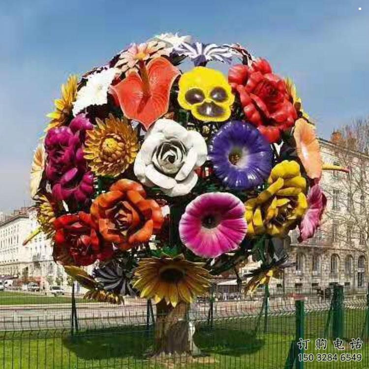 花球雕塑優(yōu)價(jià)，村標(biāo)概念，不銹鋼花球雕塑廠家精品