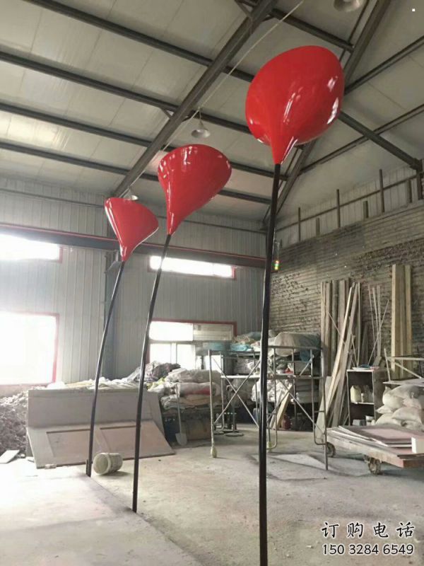 花朵雕塑標準，烤漆工藝，郁金香花朵雕塑廠家