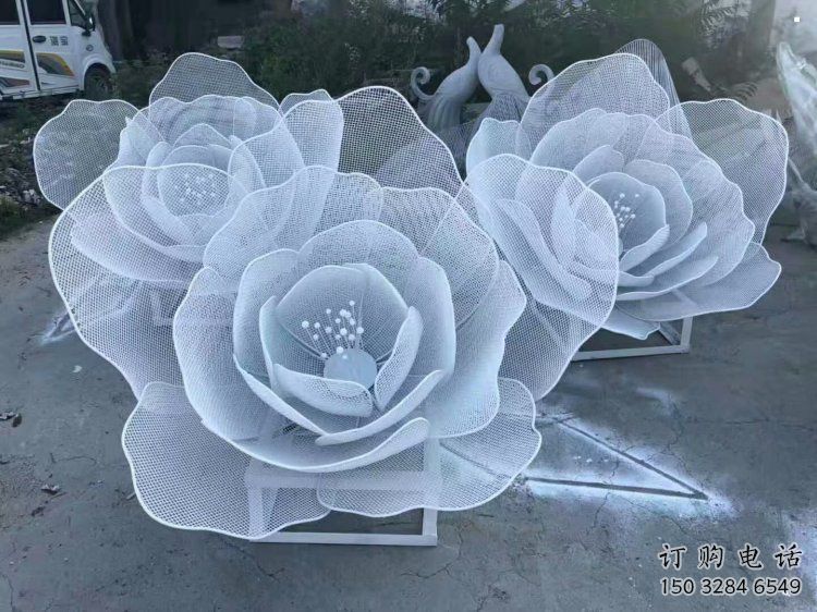 牡丹花雕塑點擊，城區小品，園林鏤空牡丹花雕塑承接