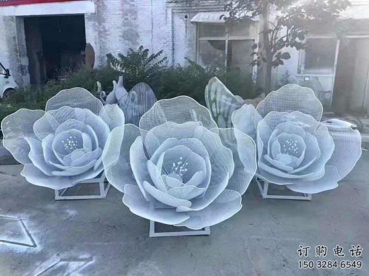 牡丹花雕塑廠家，地標擺件，鏤空牡丹花雕塑選用廠家