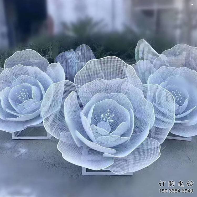 牡丹花雕塑優選，拉絲工藝，鏤空牡丹花雕塑承接