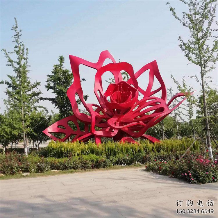 牡丹花雕塑精選，陸地擺件，不銹鋼牡丹花雕塑廠家