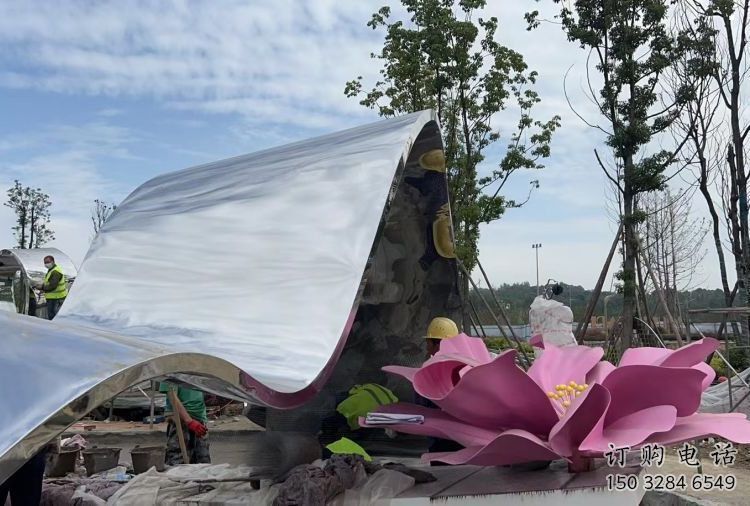 牡丹花雕塑優選，多彩藝術，不銹鋼牡丹花雕塑選用