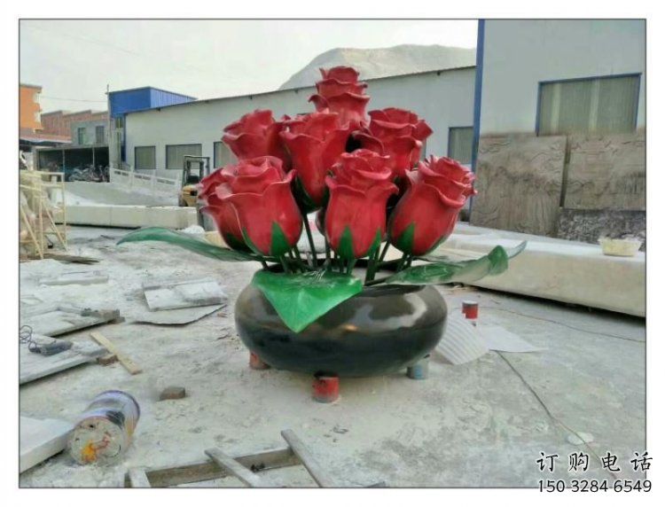 仿真牡丹花雕塑廠家，小區雕塑，牡丹花花朵雕塑制作