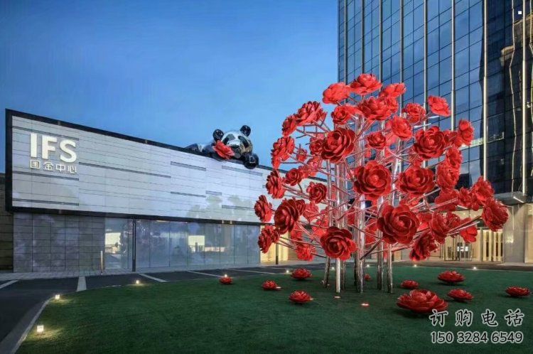 牡丹花雕塑預定，城區小品，牡丹花花朵雕塑制造商