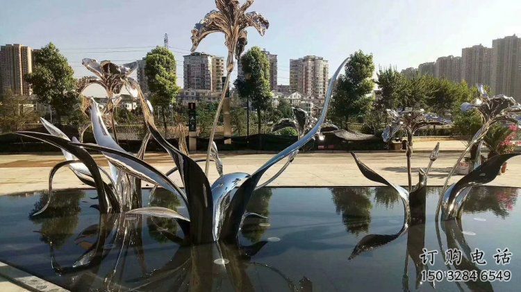 蘭花雕塑供求，景區案例，不銹鋼蘭花雕塑精選