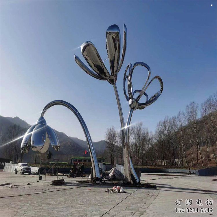 百合花雕塑承接，鍛造工藝，不銹鋼百合花雕塑訂做