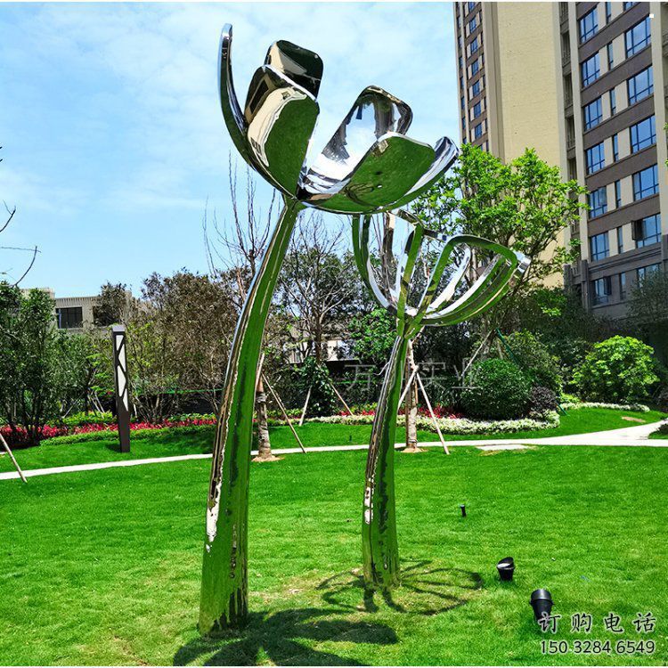 百合花雕塑優(yōu)選，陸地擺件，不銹鋼百合花雕塑廠家供應