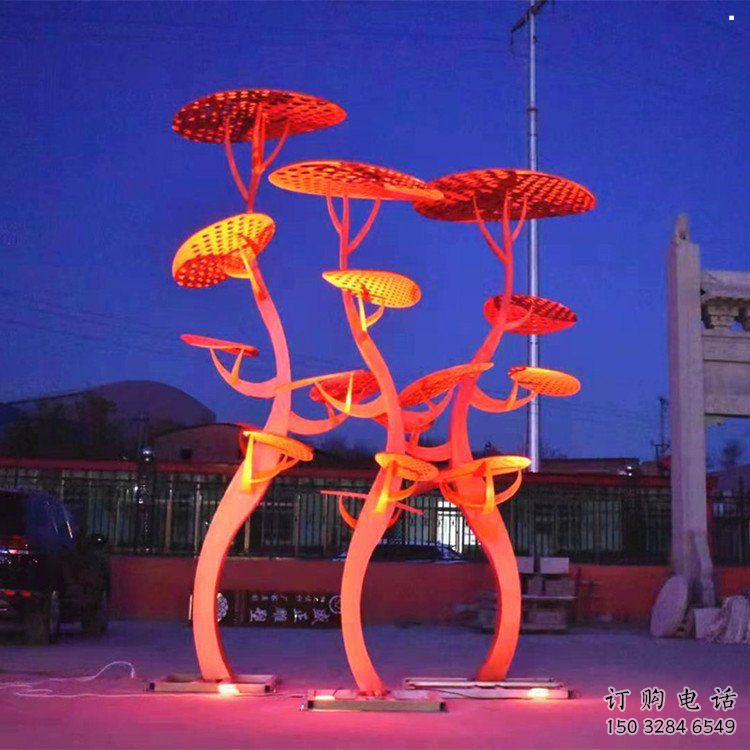 門(mén)口花傘雕塑點(diǎn)擊，地標(biāo)擺件，不銹鋼花傘雕塑承接