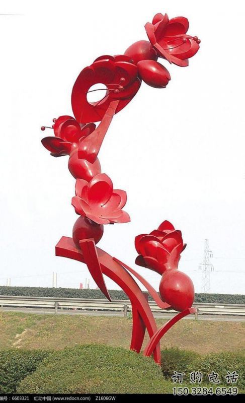 石榴花雕塑廠，景區雕塑，不銹鋼石榴花雕塑提供