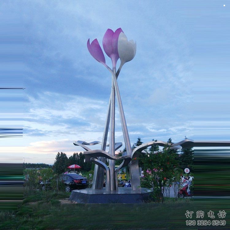 制造山茶花雕塑廠家，鋼管組合，不銹鋼山茶花雕塑制作