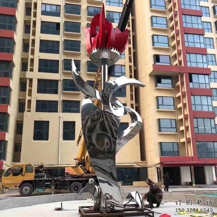 石榴花雕塑點擊，景觀雕塑，不銹鋼石榴花雕塑廠家