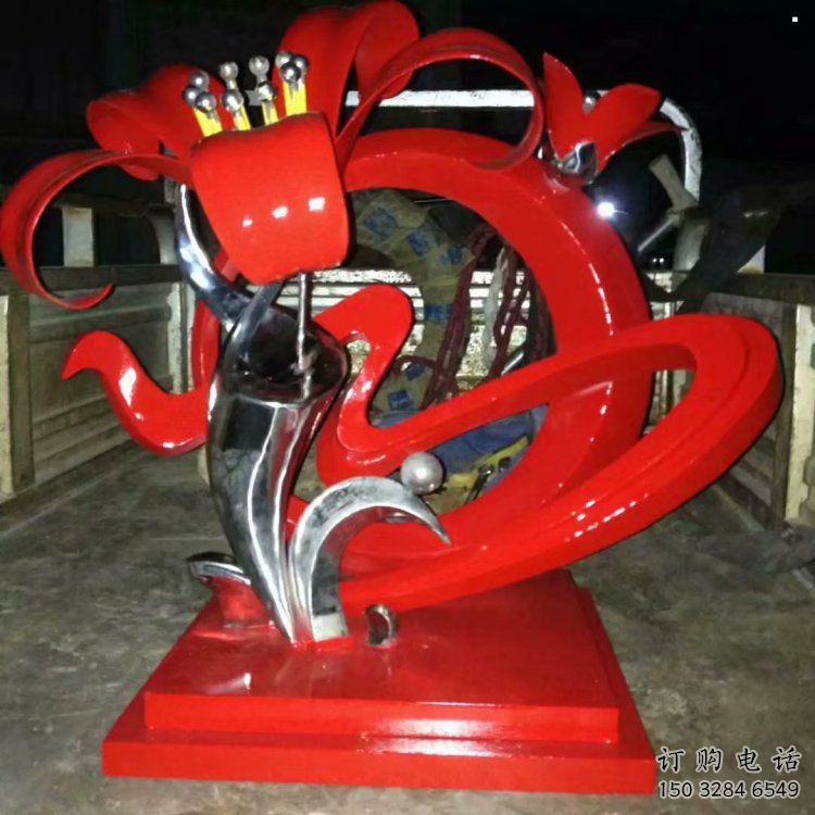 石榴花雕塑生產商，街頭藝術，不銹鋼石榴花雕塑精選