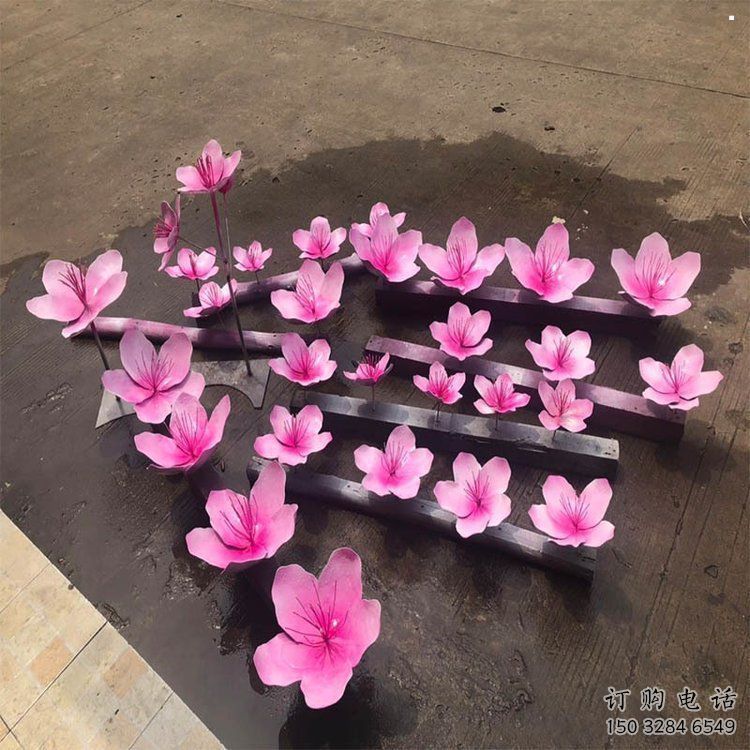 桃花雕塑工廠，美陳雕塑，烤漆桃花雕塑標準