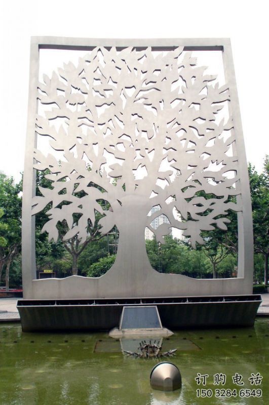 櫻花雕塑廠家，剪紙雕塑，不銹鋼櫻花雕塑供應