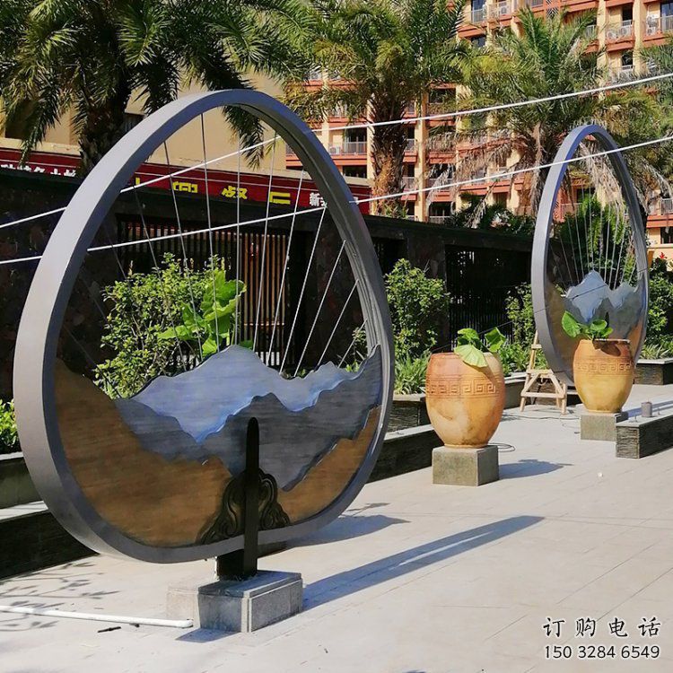 假山小品雕塑，彩鋼制作，金屬景觀假山雕塑價格